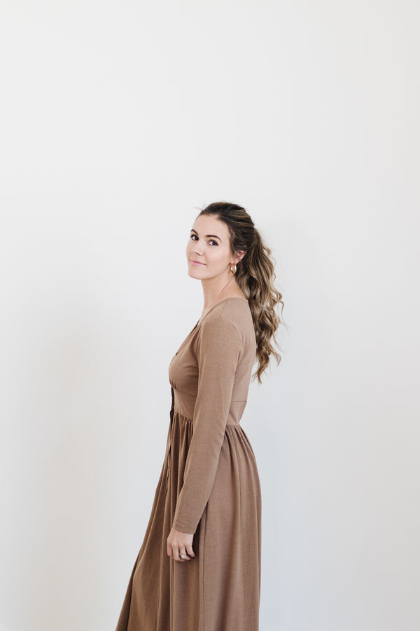 All Buttoned Up Dress in Wheat